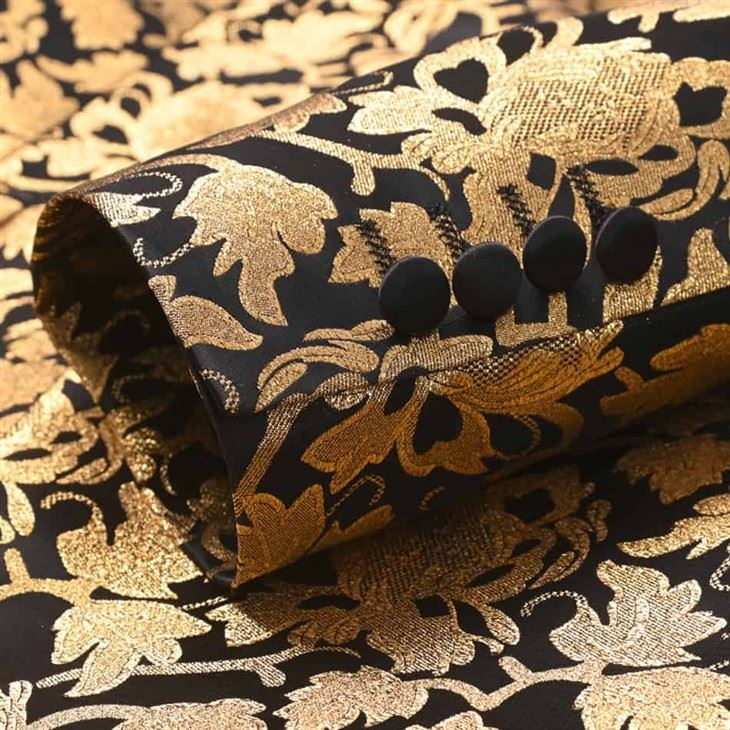 Luxury Black & Gold Embroidered Men's Blazer - Formal Wedding Tuxedo Jacket | YILI - F141-2 factory
