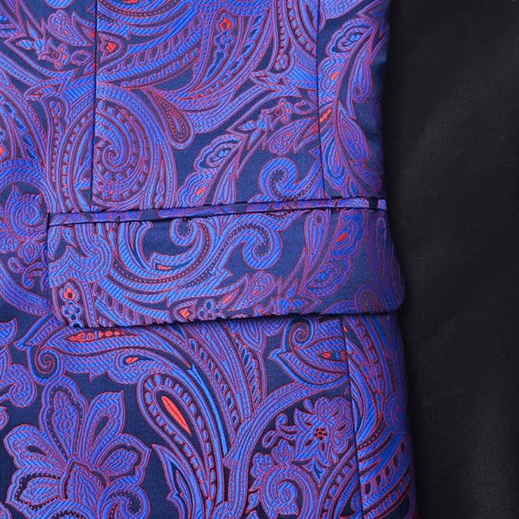 Luxury Men's Purple Paisley Suit Jacket - Formal Tailored Blazer With Black Tie | YILI - F146 high quality