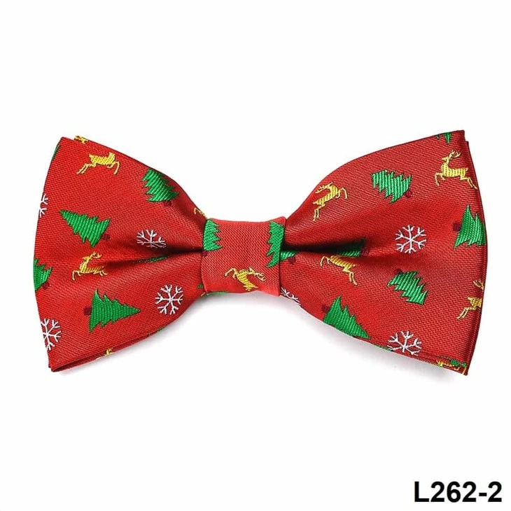 Elegant Snowflakes Christmas Tree Reindeer Bowtie - Festive Holiday Neckwear